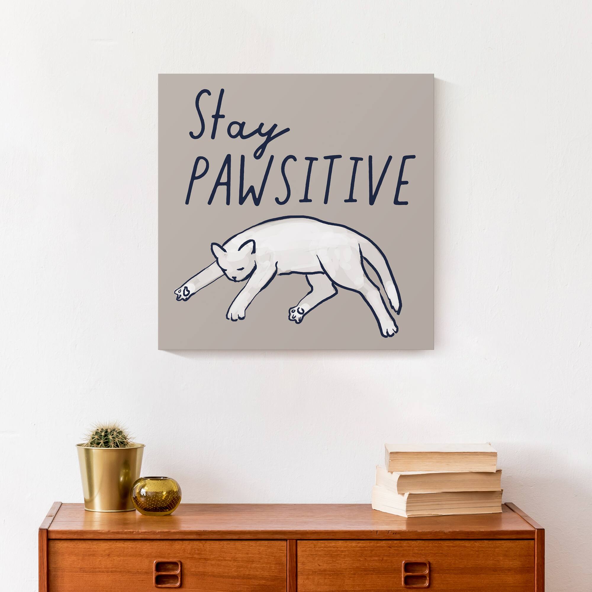 Stay Pawsitive Canvas Wall Art